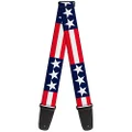 Buckle-Down Premium Guitar Strap, Stars and Stripes Blue/White/Red, 29 to 54 Inch Length, 2 Inch Wide