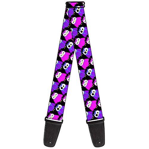 Buckle-Down Premium Guitar Strap, Owl Eyes Black/Purple/Pink, 29 to 54 Inch Length, 2 Inch Wide