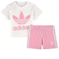 adidas Baby Short TEE Set Pants, Top:White/True Pink Bottom:True Pink S19, 6-9M