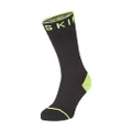 SEALSKINZ Unisex Waterproof All Weather Mid Length Sock with Hydrostop, Black/Neon Yellow, Large