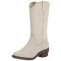 Steve Madden Women's Hayward Western Boot, White Leather, 6 US