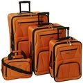 Rockland Luggage Journey Softside Upright Set, Orange, 4-Piece Set (14/19/24/28), Journey Softside Upright Luggage Set