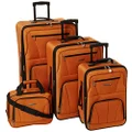 Rockland Luggage Journey Softside Upright Set, Orange, 4-Piece Set (14/19/24/28), Journey Softside Upright Luggage Set