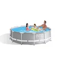Intex 3.66mx76cm Prism Frame Premium Above Ground Swimming Pool Set Outdoor Grey