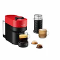 Breville Nespresso Vertuo Pop Coffee Machine by Breville Bundle with Aeroccino3 Milk Frother (Spicy Red)