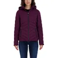 Nautica Women's Short Stretch Lightweight Puffer Jacket with Removeable Hood, Purple Tulip, X-Large