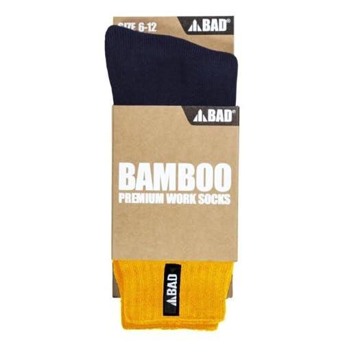 Bamboo Work Socks for Men - Organic Bamboo, Extra Thick, Comfortable and Odor-Reducing Work Boot Socks - Orange - 6-12 - 1 Pair
