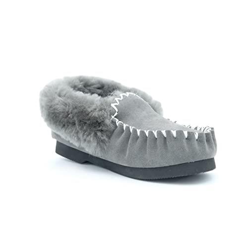 Yellow Earth Adults Traditional Moccasin Ugg Slipper, Grey, US M11/W12