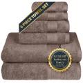 TRIDENT Soft & Plush Towels Pack of 6 Towels - 2 Extra Large Bath (76*137cm), 2 Large Hand (41*66cm), 2 WASH Cloths (30*30cm) 100% Premium Cotton Extra Soft Highly Absorbent Long Lasting - Acorn