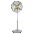 Russell Hobbs RHMPF1601WDG 16" Scandi Electric Pedestal Fan, Tall Standing Fan, 1m to 1.25m Height, 3 Speed Settings, Oscillating Fan & Adjustable Tilt, 60W, Grey and Wood Effect