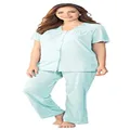 Vanity Fair Women's Coloratura Sleepwear Short Sleeve Pajama Set 90107, Azure Mist, Small