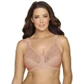 EXQUISITE FORM Front Close Wireless Plus Size Posture Bra with Lace, Size 40D, Rose Beige