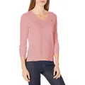 Nautica Women's Effortless J-Class Long Sleeve 100% Cotton V-Neck Sweater, Orchid Pink, Large