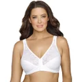 EXQUISITE FORM Front Close Wireless Plus Size Posture Bra with Lace, Size 46E, White
