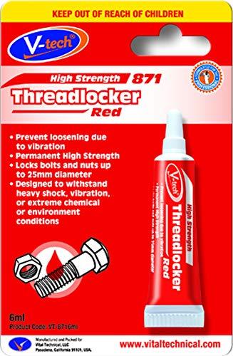 V-Tech High Strength Threadlocker, Red, 6 ml