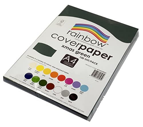 Rainbow A4 Cover Paper 100 Sheets, Xmas Green