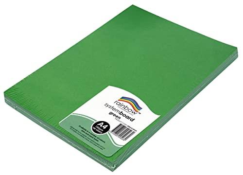 Rainbow A4 150Gsm System Board 100 Sheets, Green