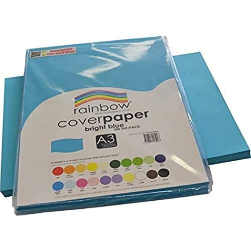 Rainbow A3 Cover Paper 100 Sheets, Bright Blue