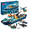 LEGO® City Arctic Explorer Ship 60368 Building Toy Set,Toy Boat That Floats with a Helicopter, Dinghy, Sub, Viking Shipwreck, 7 Minifigures and an Orca Figure