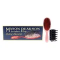Mason Pearson Extra Small Pure Bristle Brush - B2 Pink For Unisex 2 Pc Hair Brush and Cleaning Brush