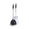 Clorox Toilet Plunger and Bowl Brush Combo Set with Caddy, White/Gray