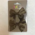 Lylac School Style Hair Bow Clip 2 Piece Set, Brown