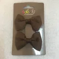 Lylac School Style Hair Bow Clip 2 Piece Set, Brown