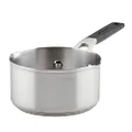 KitchenAid Stainless Steel Saucepan with Pour Spouts, 1 Quart, Brushed Stainless Steel