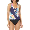 La Blanca V-Neck Halter Tankini Swimsuit Top, Petals in Bloom, 4