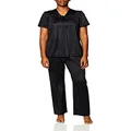 Vanity Fair Women's Coloratura Sleepwear Short Sleeve Pajama Set 90107, Midnight Black, Large