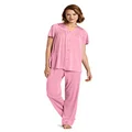 Vanity Fair Women's Coloratura Sleepwear Short Sleeve Pajama Set 90107, Perfumed Rose, Small