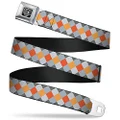 Buckle-Down Seatbelt Buckle Belt, Diamond Plaid Grey/Orange, Youth, 20 to 36 Inches Length, 1.0 Inch Wide