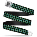 Buckle-Down Seatbelt Buckle Belt, Wire Grid Black/Turquoise/Yellow, Youth, 20 to 36 Inches Length, 1.0 Inch Wide