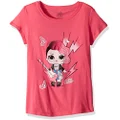 L.O.L. Surprise! Girls' Little Glee Club Rocker Short Sleeve T-Shirt, Hot Pink, Small
