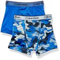 Calvin Klein Boys' Kids Performance Boxer Brief Underwear, Multipack, 2 Pack - Camo, Victoria Blue, 6-7