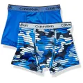 Calvin Klein Boys' Kids Performance Boxer Brief Underwear, Multipack, 2 Pack - Camo, Victoria Blue, 6-7