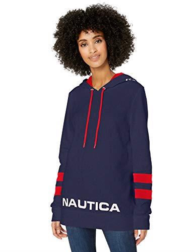 Nautica Women's Classic Supersoft 100% Cotton Pullover Hoodie, Navy Seas, X-Large