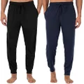 Fruit of the Loom Mens Jersey Knit Jogger Sleep Pant (1 and 2 Packs), Black/Navy, XXL Plus