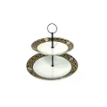 The House of Florence Medusa Greek Key 2-Tiered Cake Stand Black and Gold