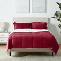 AmazonBasics Ultra-Soft Micromink Sherpa Comforter Bed Set - Full or Queen, Burgundy