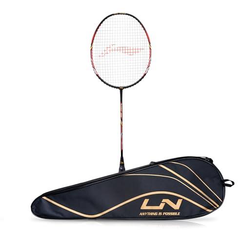 Li-Ning Turbo 99 Strung Carbon Fibre Racket with Free Full Cover, Black/Red