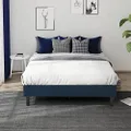 Zinus Curtis Essential Fabric Bed Base | Navy Blue Upholstered Bed Frame