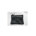 Lylac Leather Coin Purse with 3 Zippers, 8.5 cm x 11.5 cm Size, Black