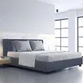 Milano Decor Capri Luxury Gas Lift Bed Frame with Headboard, Charcoal, Single