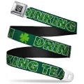 Buckle-Down Seatbelt Buckle Belt, St. Pat's Drinking Team and Shamrocks Black/Green/White, Regular, 24 to 38 Inches Length, 1.5 Inch Wide