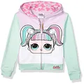 L.O.L. Surprise! Girls' The Theater Club Unicorn Big Face Zip-up Hoodie, Lilac/Mint, 7