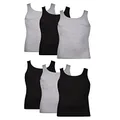 Hanes Men's Pack, Moisture-Wicking Ribbed, Lightweight Cotton Tank Undershirts, 6-Pack, Black/Grey Assorted 6-Pack, 3X-Large