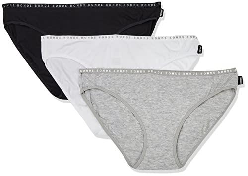 Bonds Women s Hipster Briefs Bikini Style Underwear, New grey marle white black (3 Pack), 14 US