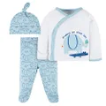 Gerber baby-girls Newborn Hospital Outfit Shirt, Footed Pant and Cap, Blue Animals, 0-3 Months