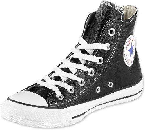 Converse Women's Chuck Taylor All Star Leather High Top Sneaker, Black, 4.5